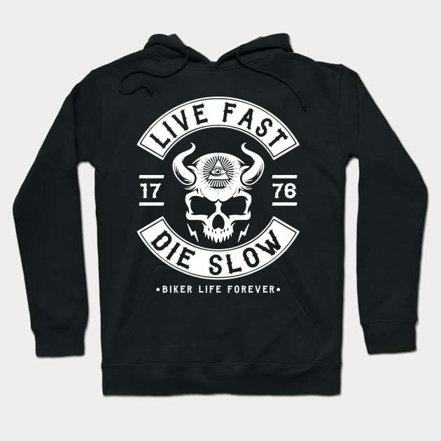 BIKER, LIVE FAST DIE SLOW Hoodie by Tshirt Samurai